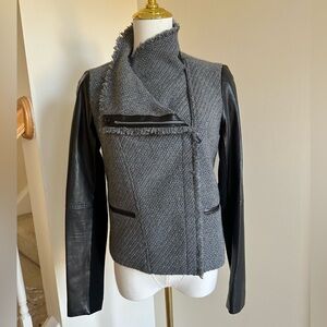 Vince Faux Leather/Wool Asymmetrical Jacket - X-Small